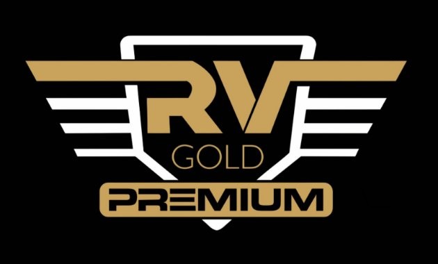 An artistic image with word RV GOLD PREMIUM trademark artwork