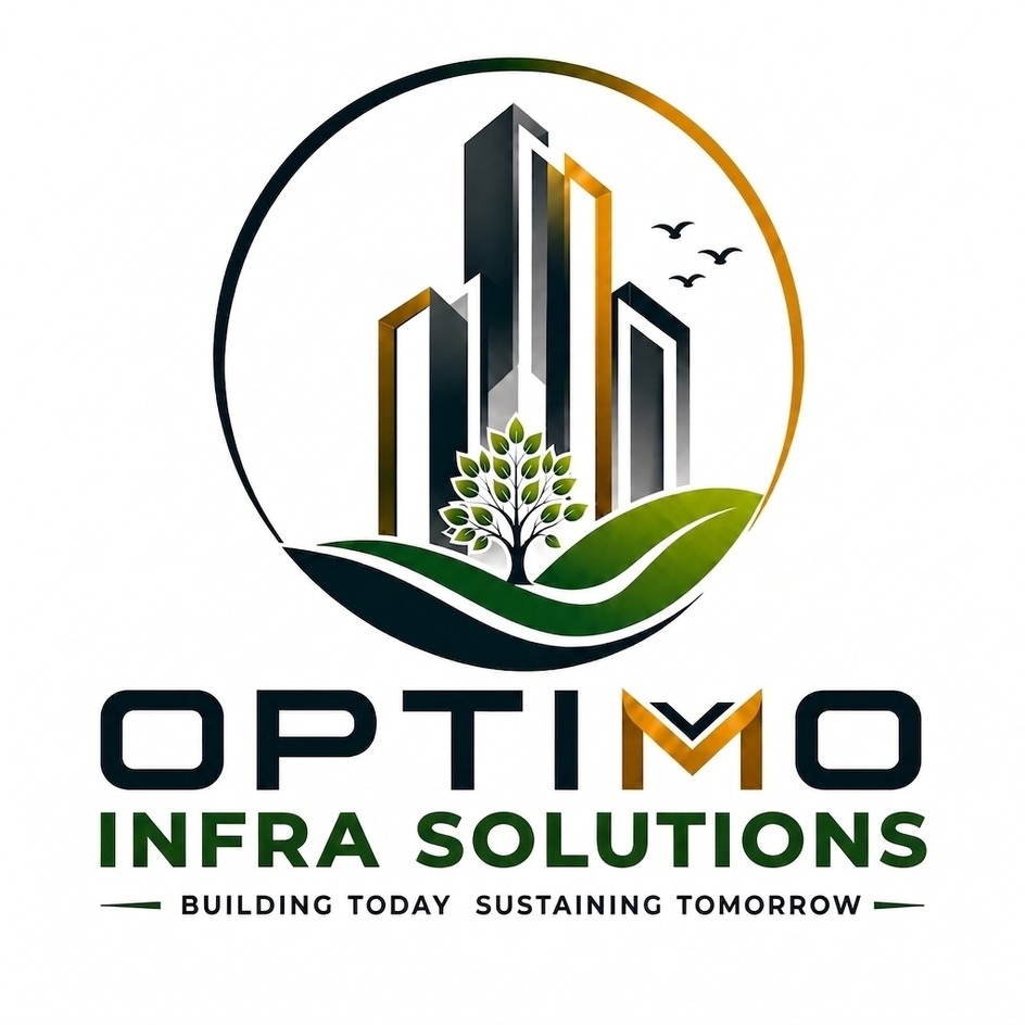 "OPTIMO INFRA SOLUTIONS" WITH TAG LINE "BUILDING TODAY SUSTAINING TOMORROW" trademark artwork