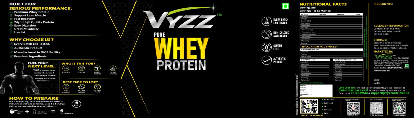 VYZZ PURE WHEY PROTEIN trademark artwork