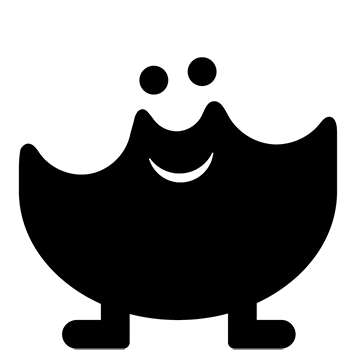 Black and white uniquely designed character trademark artwork