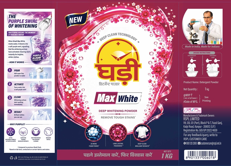 GHADI DETERGENT MAX WHITE LABEL trademark artwork