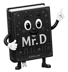 Mr. D MAKERLAND - Device of Book trademark artwork