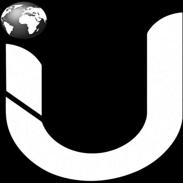U device with globe symbol trademark artwork