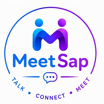 MeetSap TALK . CONNECT . MEET with device of M trademark artwork