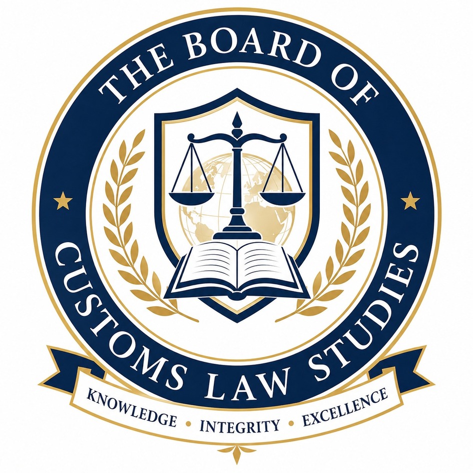 THE BOARD OF CUSTOMS LAW STUDIES - KNOWLEDGE, INTEGRITY, EXCELLENCE trademark artwork