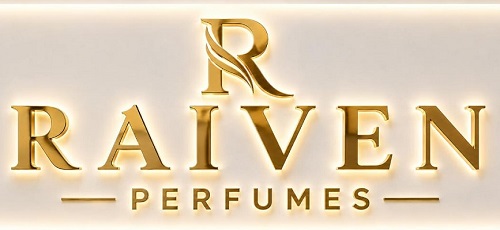 RAIVEN PERFUMES WITH DEVICE OF R trademark artwork