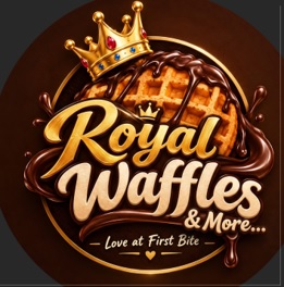 ROYAL WAFFLES AND MORE -Love at First Bite- with logo trademark artwork