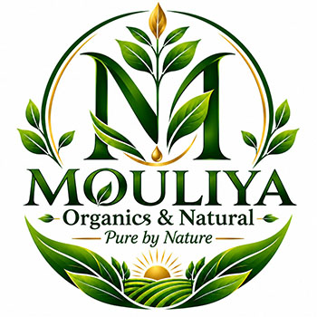 MOULIYA ORGANICS & NATURAL – PURE BY NATURE – with device of M trademark artwork