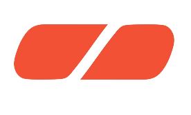 Red logo with white diagonal line. trademark artwork
