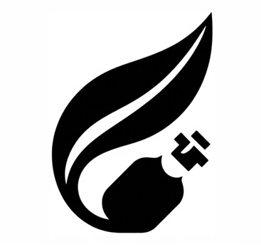Stylized Leaf with Abstract Symbol trademark artwork