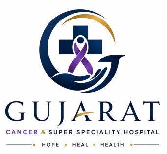 DEVICE OF G WITH GUJARAT CANCER & SUPER SPECIALITY HOSPITAL trademark artwork