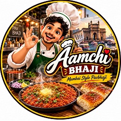 AAMCHI BHAJI WITH DEVICE OF CHEF AND FOOD DISH trademark artwork