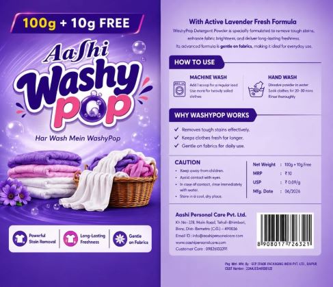 AASHI WASHY POP (LABEL) trademark artwork