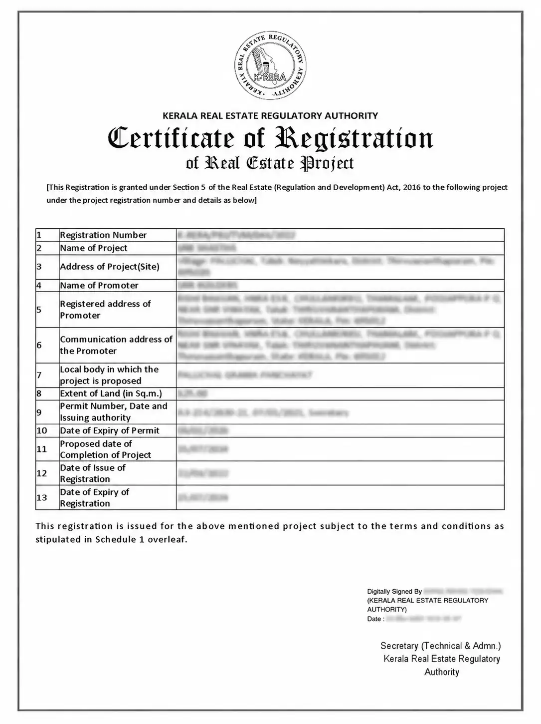 rera certificate