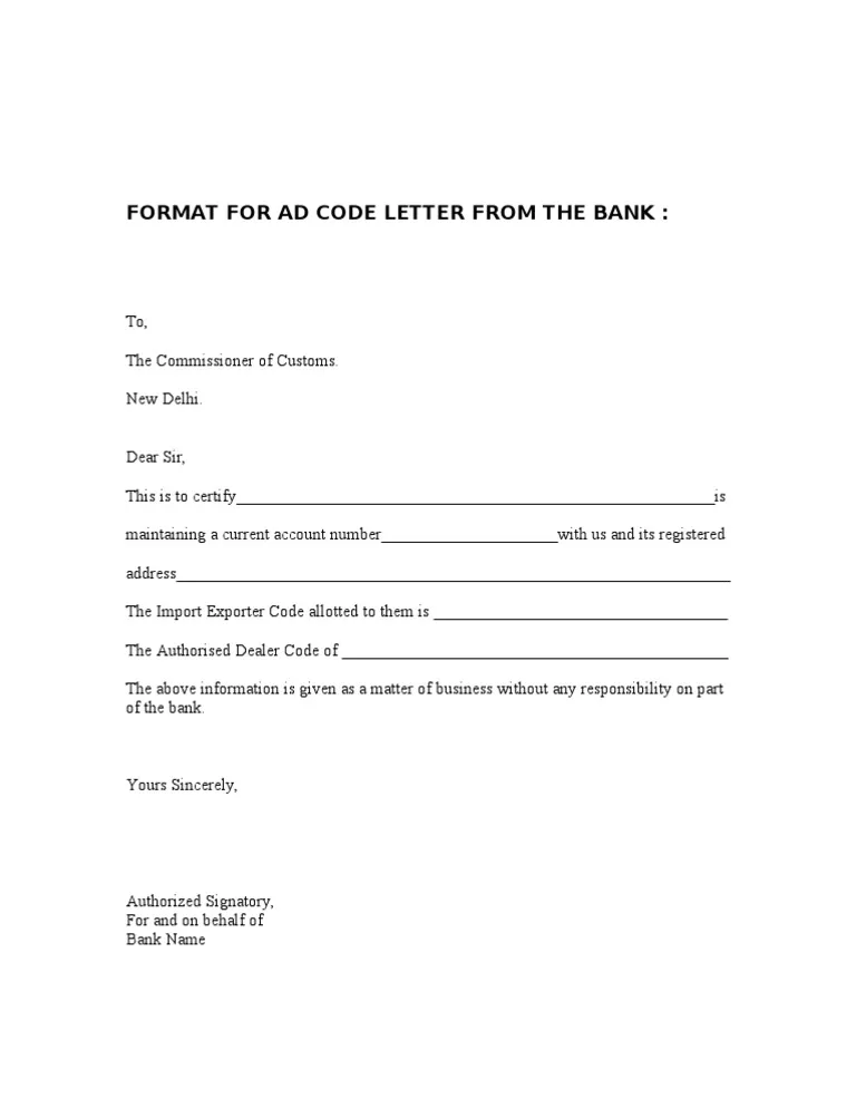 ad code letter format