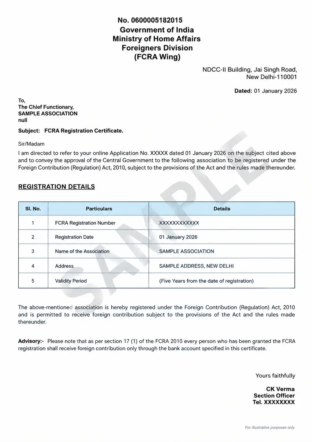 fcra registration Certificate