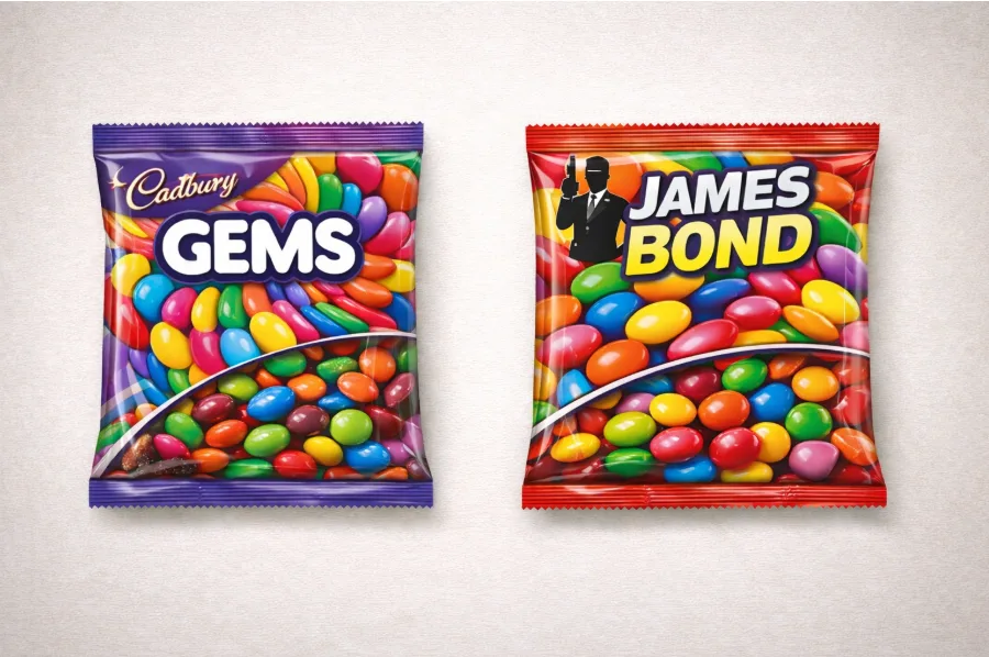 cadbury gems vs james bond infographic