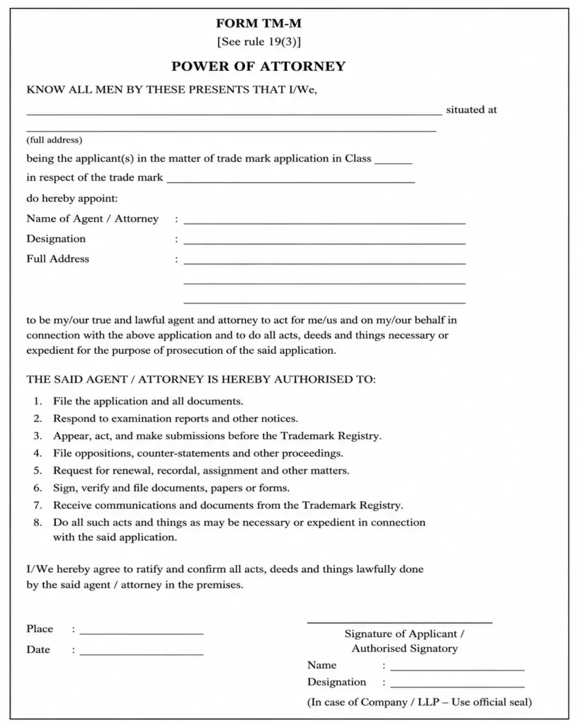POA for trademark Format