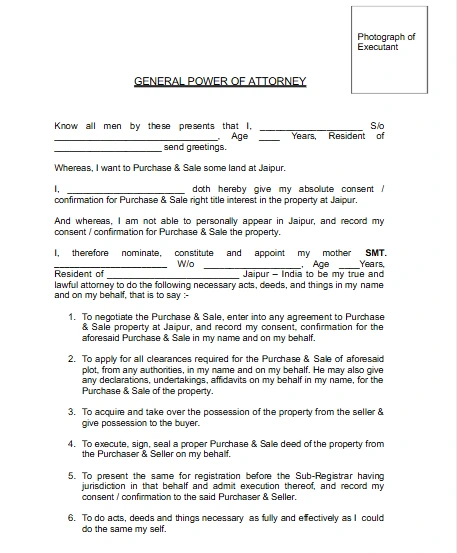 power of attorney sample