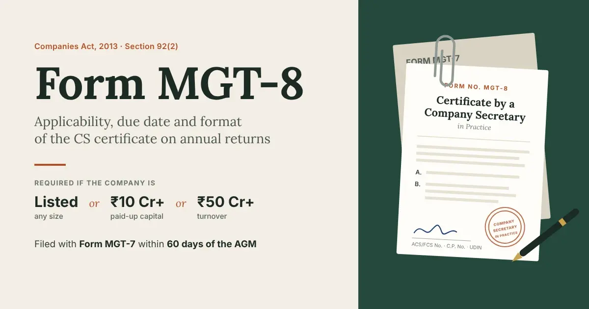 What is Form MGT-8: Applicability, Due Date, and Format